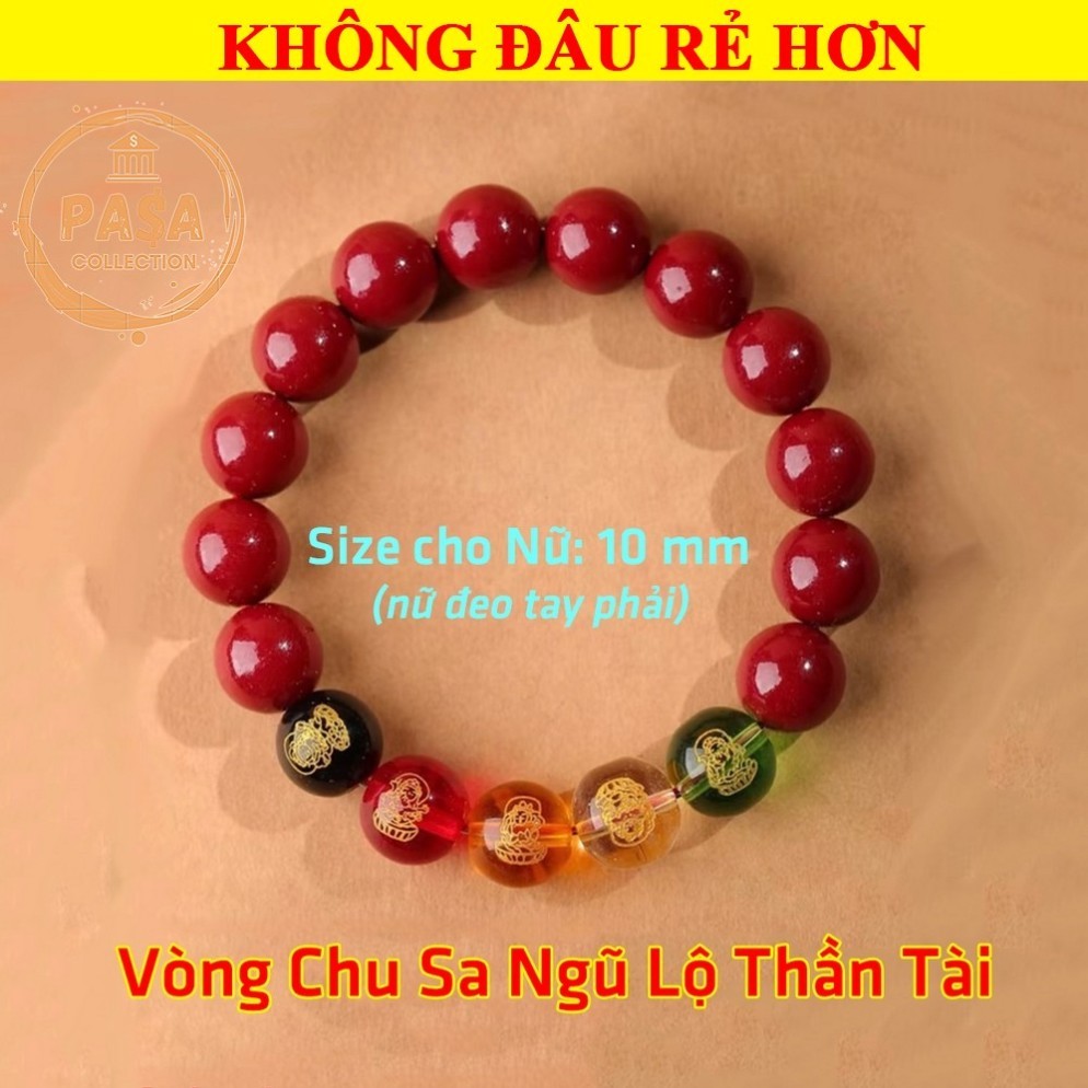 Vòng đá chu sa thật cao cấp phong thủy mang lại may mắn bình an ngũ lộ thần tài vòng phật [may mắn]