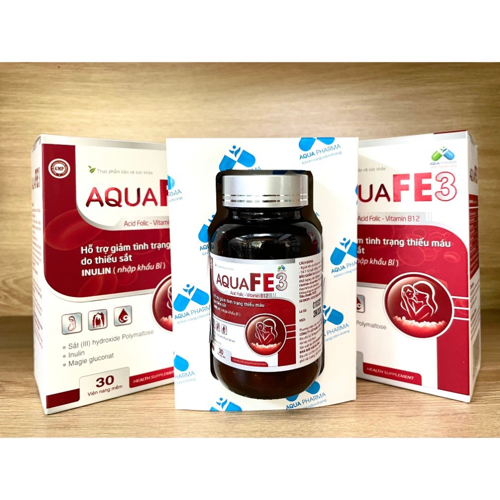 [CHÍNH HÃNG] Viên Sắt Hữu Cơ Aqua Fe3 Bổ Sung Sắt, Acid Folic Cải Thiện Tình Trạng Thiếu Máu Do Thiế