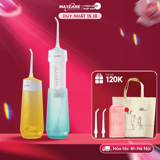 Máy tăm nước cầm tay gấp gọn mini du lịch Maxcare UltraSonic Max456P Phun xoay 360 độ, Chống nước IPX7, dung tích 160ml