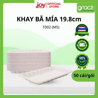  50 khay bã mía chữ nhật phủ màng thích hợp đựng thịt cá rau củ salad T002G 