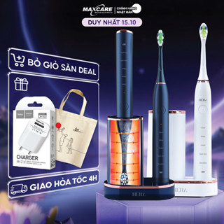 Bàn chải điện Maxcare Hera - Công nghệ khử Khuẩn sấy khô, Sóng Âm Sonic, chống nước IPX7 tặng kèm đầu rửa mặt - Nhật Bản