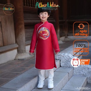  Áo dài bé trai ALBERKIDS Đỏ Xanh Thêu Phượng cho trẻ em 2,3,4,5,6,7,8,9,10,11,12 tuổi AD0805 