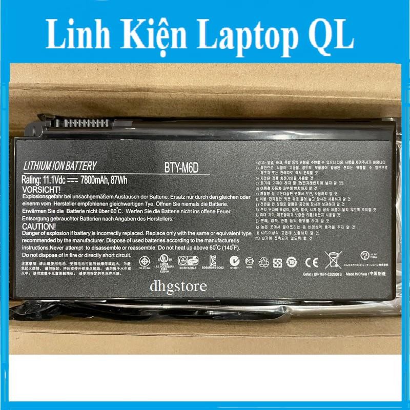 Pin laptop MSI GT60, GX60, GT70, GT660, GX660, GT680, GT780, BTY-M6D, 87Wh
