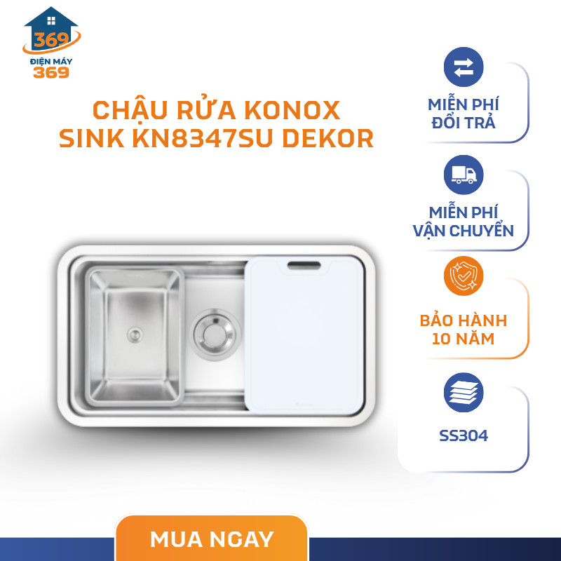Chậu Rửa Bát 1 Hố Chống Xước Konox KN8347SU – Phù Hợp Mọi Không Gian Bếp - SMC