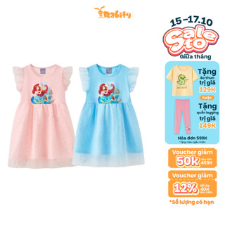 [15.10 VC 12% GIẢM 40K ĐƠN 249K] Đầm thun voan cánh tiên Nàng tiên cá Ariel Disney bé gái Rabity 550.036