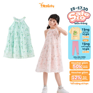 [15.10 VC 12% GIẢM 40K ĐƠN 249K] Đầm thun voan sát nách cổ yếm dáng xoè hoa nhí bé gái Rabity 952.049