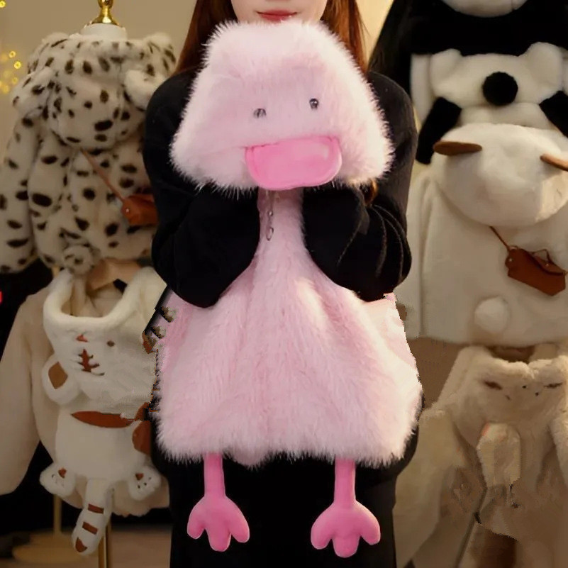 Áo gile trẻ em hình vịt con dễ thương, áo lông mềm lót nỉ, có mũ ấm áp cho bé trai bé gái