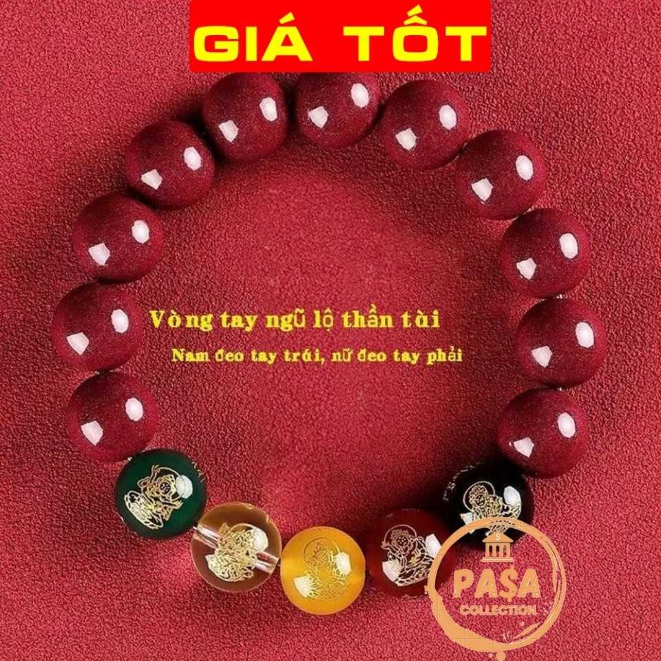 [ LOẠI XỊN ] Vòng tay Chu sa phong thuỷ Ngũ Lộ Thần Tài may mắn tài lộc bình an vòng đá chu sa đỏ vò