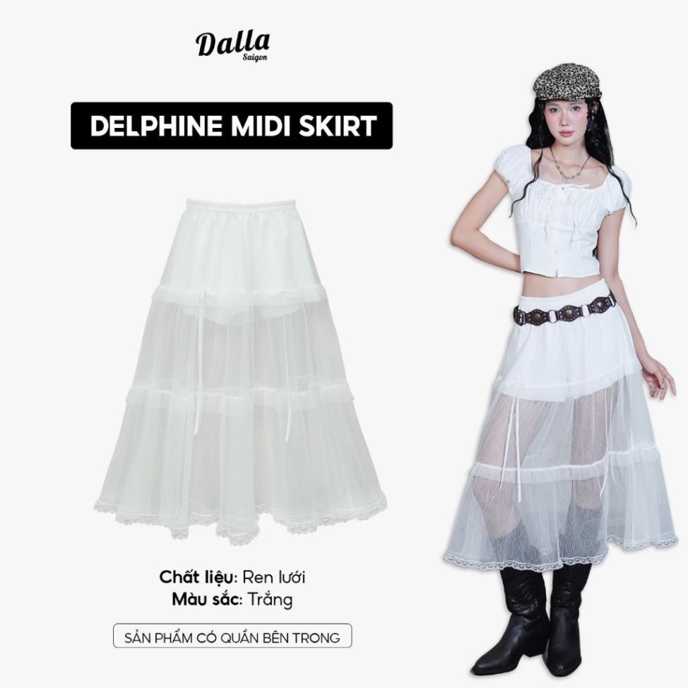 SALE Chân váy dài dáng xòe phối ren lưới (CV25)