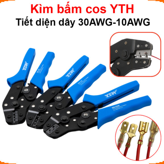 Kìm bấm cos ghim YTH dây điện từ 30AWG-10AWG