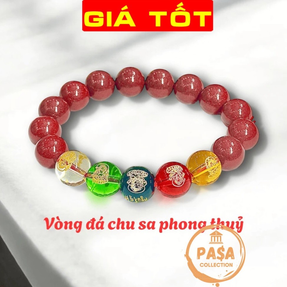 Vòng tay Chu sa phong thuỷ Ngũ Lộ Thần Tài may mắn tài lộc bình an vòng đá chu sa đỏ vòng hạt phật (