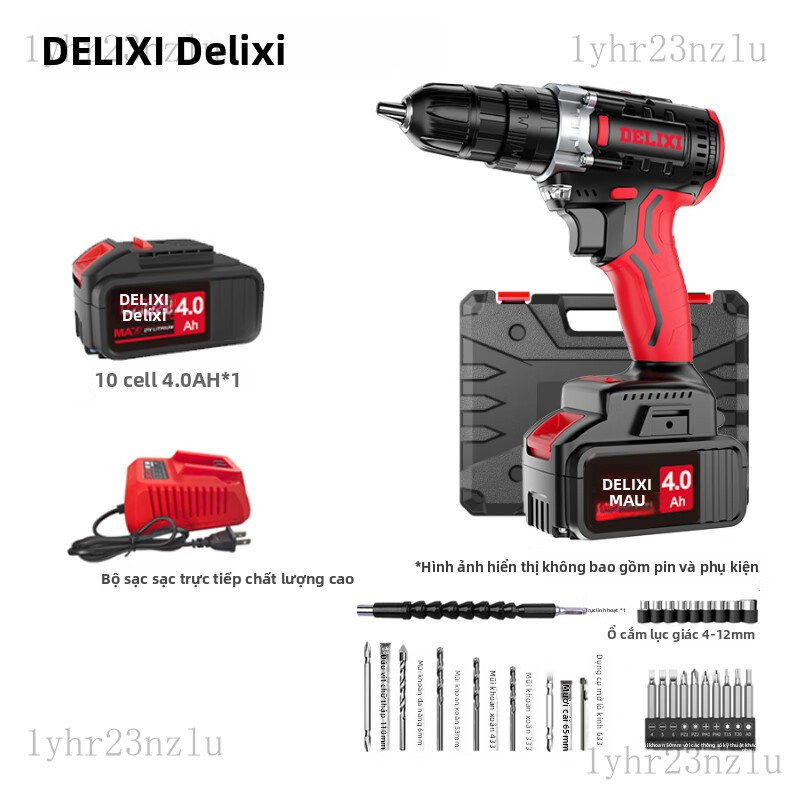 Delixi（DELIXI）21V Máy khoan tay không chổi than, máy khoan điện lithium sạc lại, máy khoan điện đa c