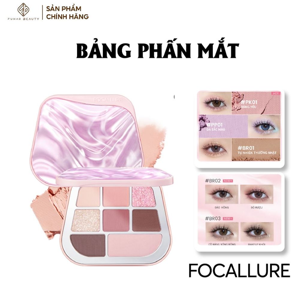 {MUA 2 GIẢM 12%]Bảng Phấn Mắt FOCALLURE Chính Hãng 8 màu– Nhũ Ánh, Mịn Mượt, Giữ Màu Suốt Ngày