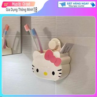  Kệ Bàn Chải Đánh Răng Hello Kitty - Dụng Cụ Sắp Xếp Tường Phòng Tắm Đa Năng Để Bảo Quản Thoát Nước 