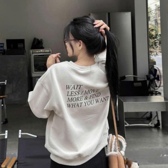 Áo Sweater nữ dài tay mùa thu form rộng NỈ  cotton áo CỔ TRÒN WAIT UT