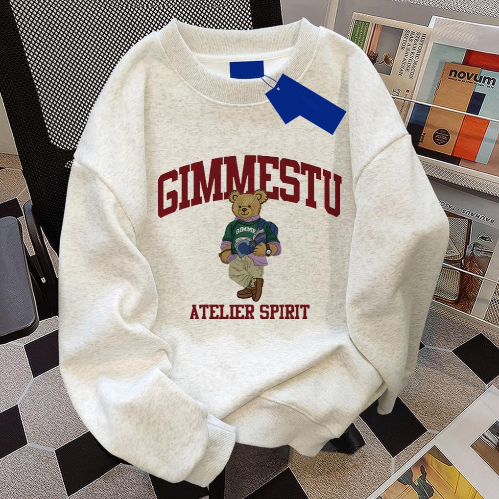 áo sweater basic nữ xám tiêu hàn quốc dễ thương GẤU XANH UT