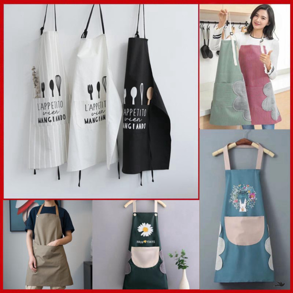 Tạp Dề Bắc Âu Tối Giản, Cotton/Pvc, Túi Tiện, Nhanh Khô, Không Bám Dầu | Chef Apron T2