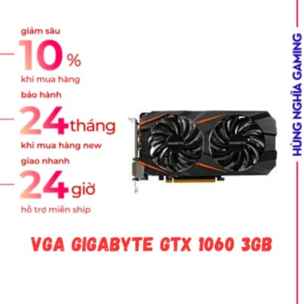 Card màn hình Gigabyte GTX 1060 3GB WINDFORCE GDDR5 hàng cũ bảo hành 1 tháng.