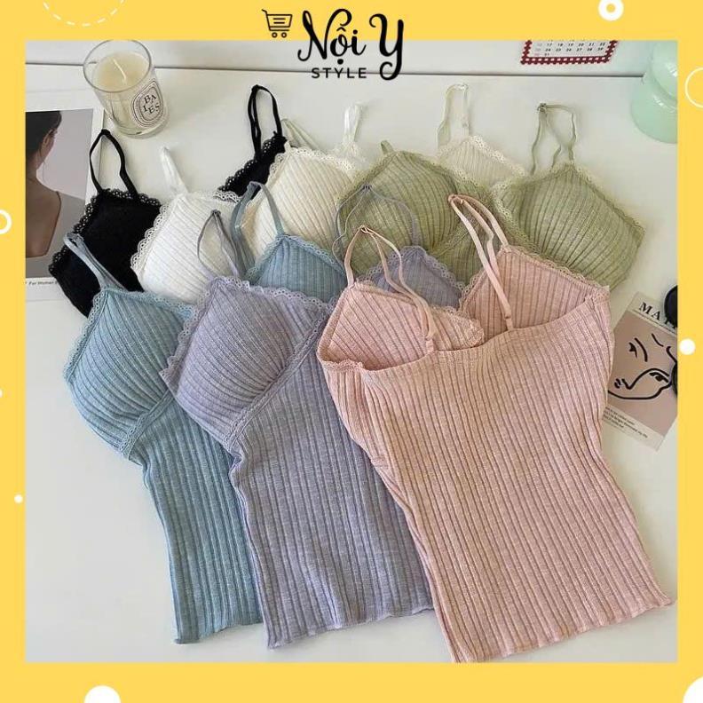 Áo Bra Nữ 2 Dây Thun Tăm Dáng Lửng Màu Pastel Phong Cách Korea Siêu Hot M68  E407  tongkhonoiy88