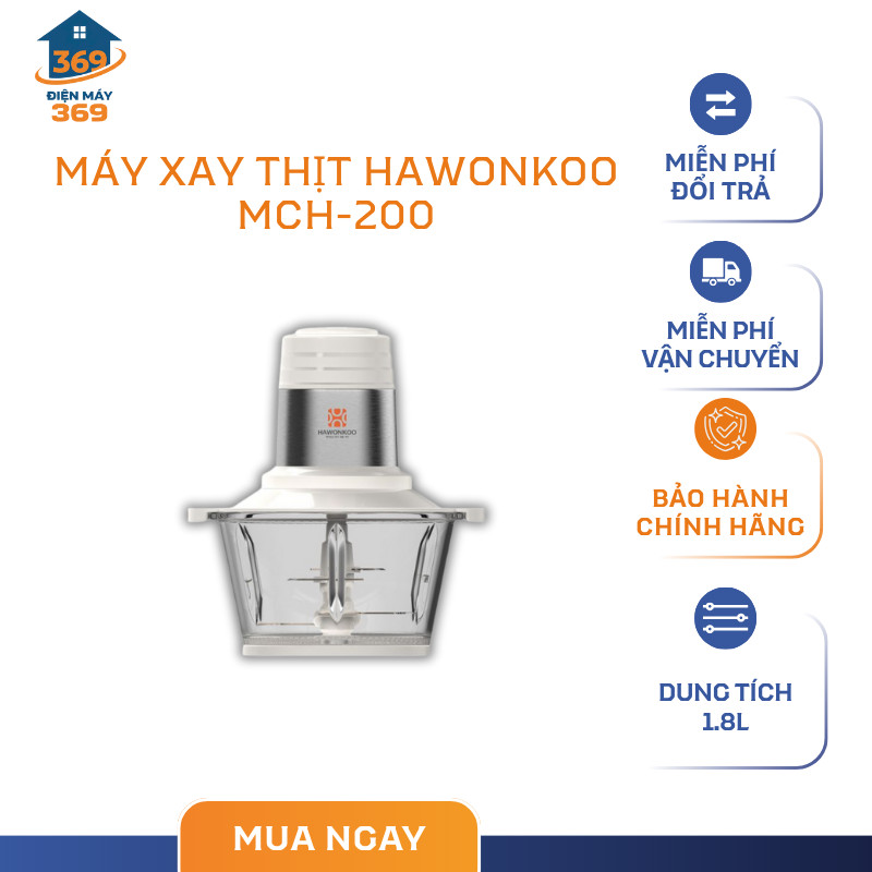 Máy Xay Thịt Đa Năng Hawonkoo MCH-200 Công suất 300W, Dung tích 1,8L - SMC