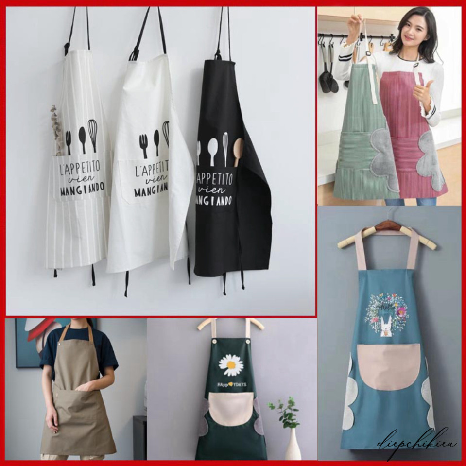 Tạp Dề Nấu Ăn Cotton/Pvc, May Chắc, Dây Điều Chỉnh, Che Bẩn Tốt | Kitchen Apron V2