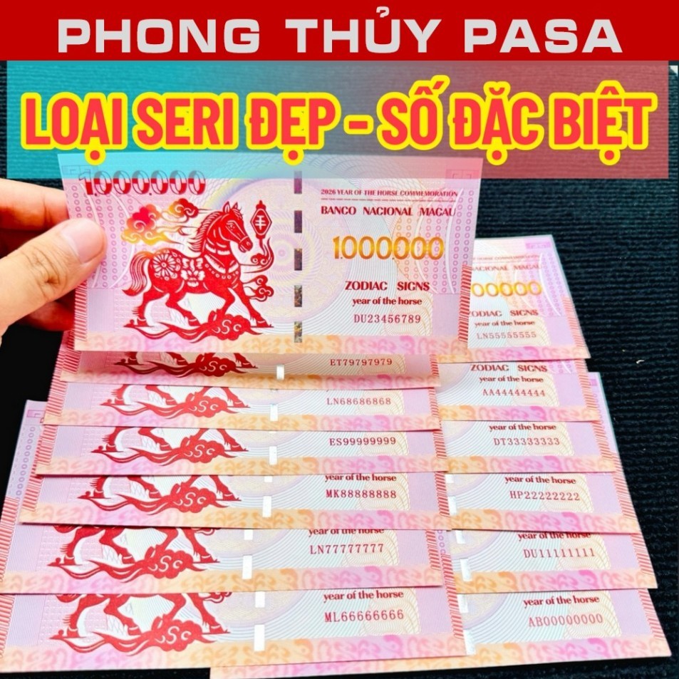 [VIP] Sét 13 TỜ Hình Ngựa Macao 1 Triệu Lưu Niệm Số SERI ĐẸP VIP, Sảnh Tiến, Lộc Phát 68, Thần Tài 7