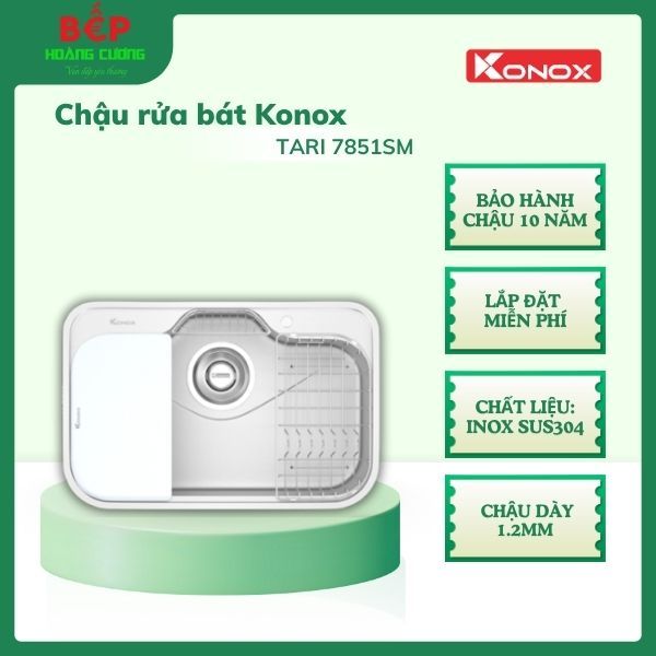 Chậu Rửa Bát Konox Tari 7851SM – Bề Mặt Mịn – Inox 304 Dày 1.2mm – Phủ Mạ Crom - CHB