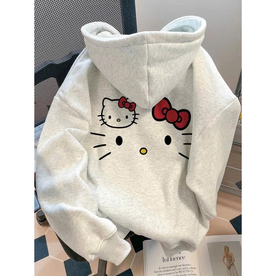 Áo Khoác Nỉ Hoodie Zip Khóa Kéo/ Sweater 2 MÈO KITTY Có Túi Trong Form Rộng Nam Nữ UT