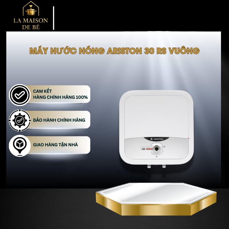 Máy Nước Nóng ARISTON 30 RS Vuông, Hiện Đại, An Toàn, Dung tích 30 lít - LMS