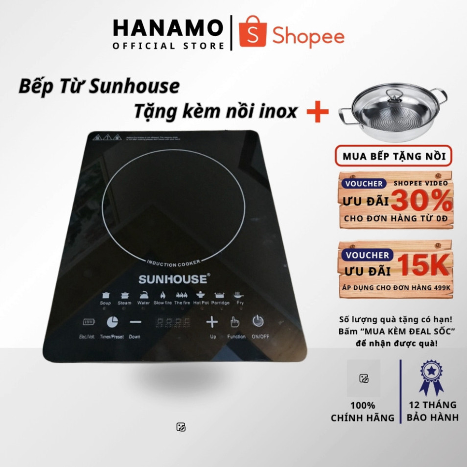 Bếp Từ SUNHOUSE Thế hệ mới SHD6011 Bảo Hành 12 Tháng, Bếp Từ Đơn Công suất 2200W Điều khiển cảm ứng,