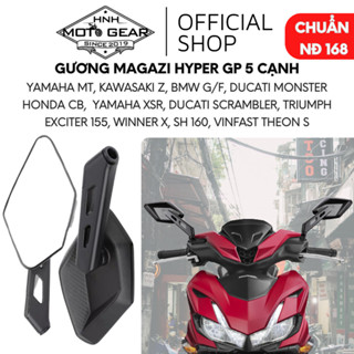 Gương Magazi Hyper GP Cho SH / Exciter / Winner X / MT-03 / Z400 / CB300R / Duke 390 Mặt Kính Trắng Góc Rộng