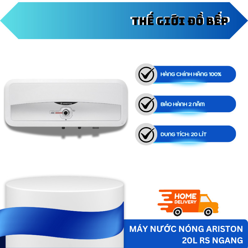 Máy Nước Nóng ARISTON 20L RS Ngang, 20L Chuẩn Ý, Công suất 2500W, Chất liệu vỏ Nhựa cao cấp - TGB