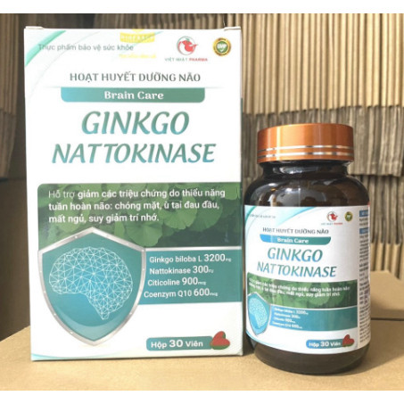 HOẠT HUYẾT DƯỠNG NÃO BRAIN CARE GINKGO NATTOKINASE  tăng cường lưu thông máu, giảm đau đầu chóng mặt