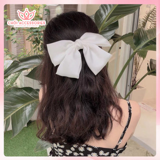 Cặp tóc nơ cặp tóc nữ lụa cặp tóc nữ tính tone màu trầm Hàn Quốc Chồi accessories Y087