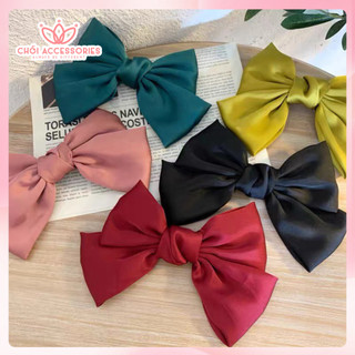 Cặp tóc nơ cặp tóc nữ lụa cặp tóc nữ tính tone màu trầm Hàn Quốc Chồi accessories Y087