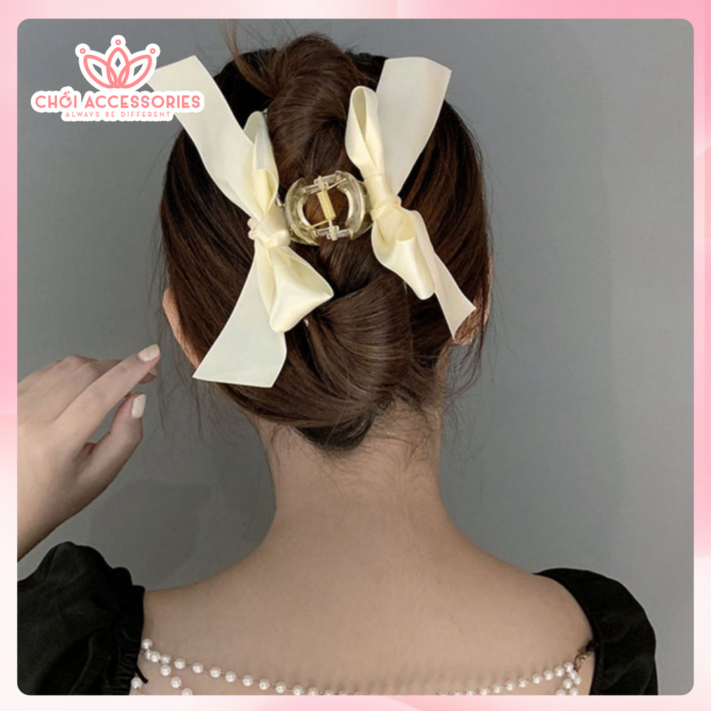 Cặp tóc dọc nơ lụa tiểu thư Chồi accessories phong cách Hàn Quốc - Y109