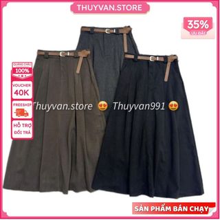  Thuyvan.store - Chân Váy Dạ Dáng xoè dài 78cm dày dặn Với Dây Đeo Thắt Lưng Phong Cách Thời Trang Hiện Đại new 2025 077 