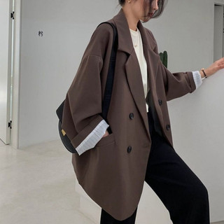 Áo blazer nữ form rộng HUNALY với lớp lót sọc blazer/vest nữ Hàn Quốc,  BLAZER thanh lịch công sở và dạo phố N365.