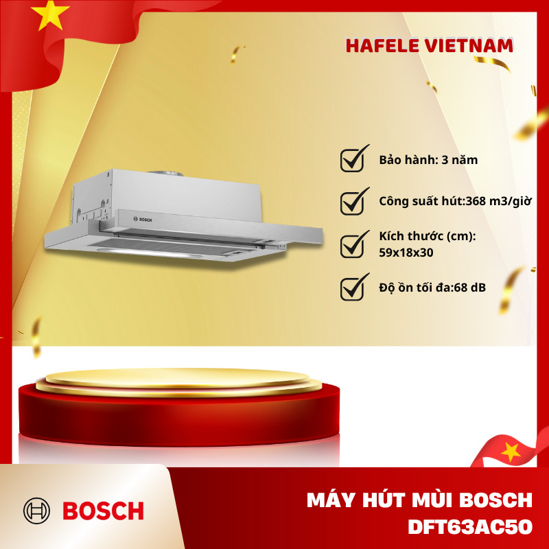 Máy Hút Mùi Âm Tủ Bosch DFT63AC50/ DFT93AC50 – Công Suất Động Cơ 146W – Điều Khiển Nút Nhấn – FEM