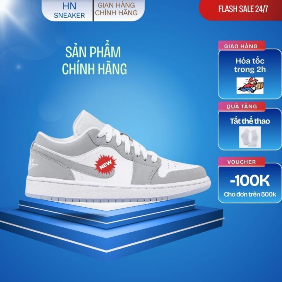 [CHÍNH HÃNG] Giày Thể Thao Nam Nữ Trắng Xám Giày AIR JORDAN 1 LOW WHITE WOLF GREY - NAWWG [2]