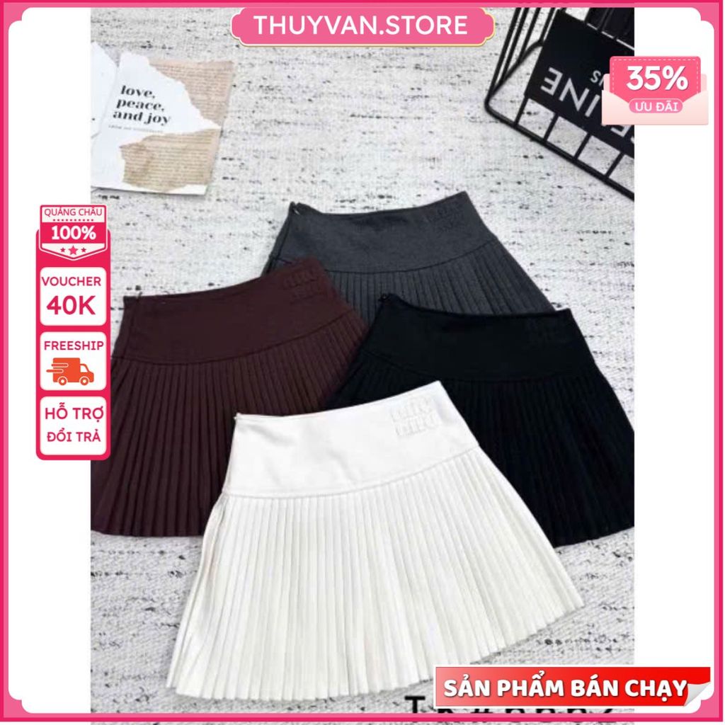 thuyvan.store | Chân váy ly dạ dáng ngắn eo cao che bụng có lót quần hàng Quảng Châu # 6662