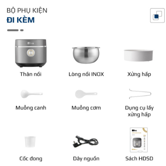 HÀNG TẶNG KHÔNG BÁN Bộ Phụ Kiện Nồi Cơm Olivo RC86 - Olivo RC900IH