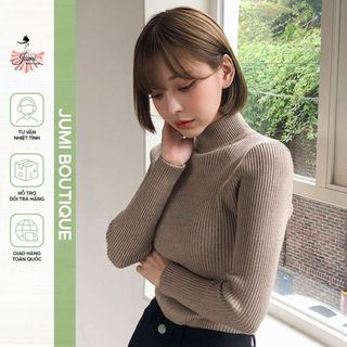 Áo len nữ cao cổ 3phân form basic chất len mềm mịn không bai xù cực đẹp loại 1 - AT021 Jumi Boutique