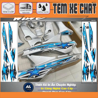  "Tem dán ngôi sao cho xe Wave màu bạc đẹp mắt in decal PVC 3 lớp bền màu không phai màu theo thời gian." 