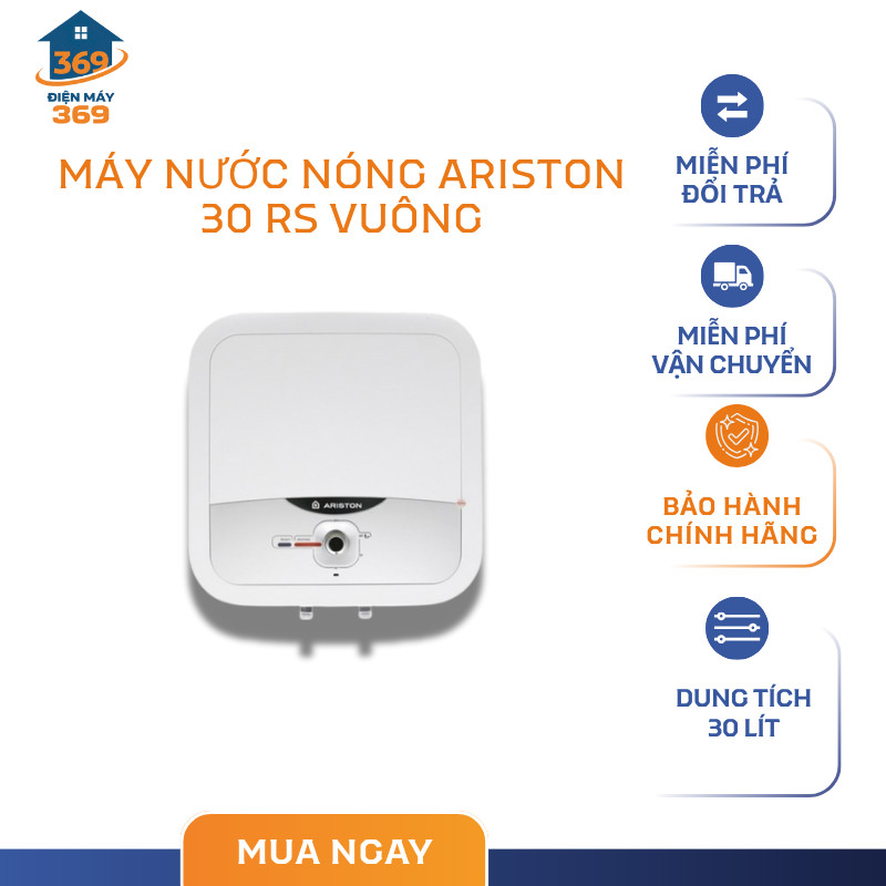 Máy Nước Nóng ARISTON 30 RS Vuông, Hiện Đại, An Toàn, Dung tích 30 lít - SMC