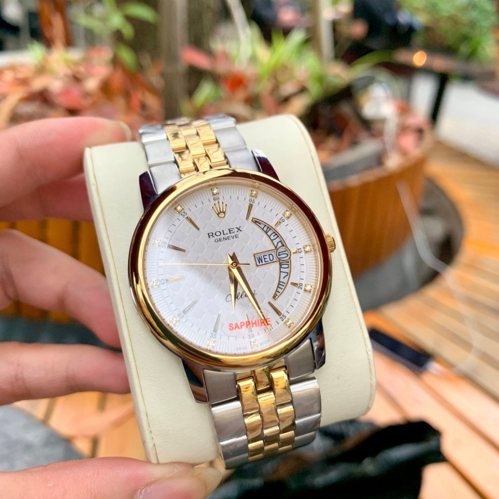 Đồng Hồ Nam RoLex Sapphire R032 Case 38mm Mặt trăng khuyết Máy Pin Nhật