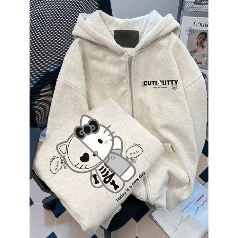 Áo Khoác Nỉ Nam Nữ Form Rộng Mũ Hai Lớp COTTON_MÈO To Day ẤM ÁP