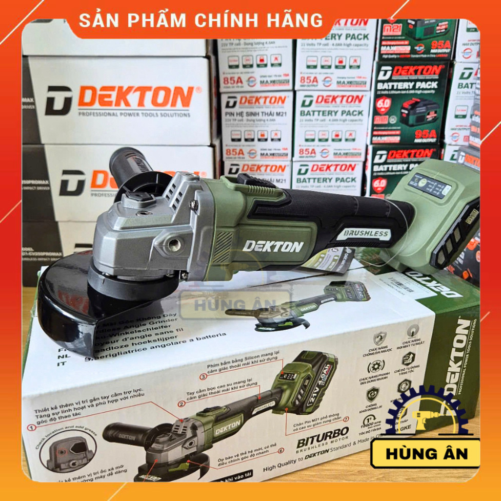 Thân máy mài pin Dekton M21-AG100CP/AG100PLUS/AG100PROMAX và Chân pin truy suất/Motor không chổi tha