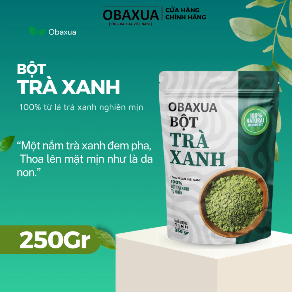 E Bột Trà Xanh Nguyên Chất OBAXUA – Túi 75g/250g/500g E