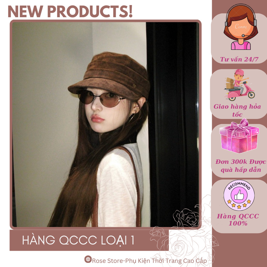 [RS1027] Mũ beret lưỡi trai_Mũ lưỡi trai dạ nữ cao cấp – giữ ấm mùa đông, phong cách Hàn Quốc